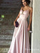 Elegant Spaghetti Strap Pink Satin Long Cheap Prom Dresses, TYP1841