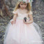 Cute Cap Sleeve Pink Tulle Beautiful Flower Girl Dresses with Pearl Belt Under 100, TYP1960