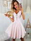 Pink Deep V-neck Sexy Appliques Short Junior Homecoming Dresses Online, TYP1106