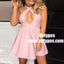 A-Line Halter Short Pink Satin Homecoming Party Dress with Keyhole, TYP0942