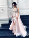 Pink Long  Long Sleeve Evening  Gown Prom Dresses With Appliques, TYP1762