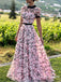 See-Through Floral Holiday Long Cheap Prom Dresses with Appliques, TYP1895