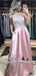 Sparkle Halter Pink Backless Prom Dresses with Pockets, TYP1502