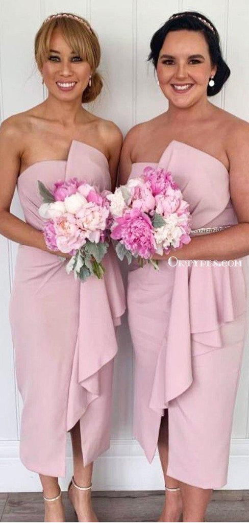 Sweetheart Charming Pink Satin Long Floor-Length Cheap Bridesmaid Dresses, BDS0027