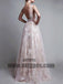 Long Floor Length White Lace Prom Dresses, Sexy Deep V-neck Prom Dresses, Backless Prom Dresses, TYP0274