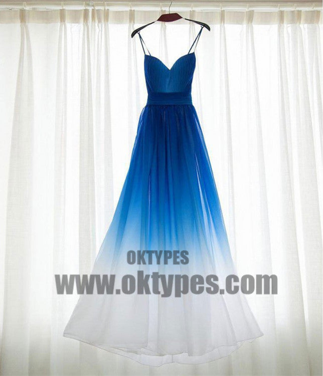 A line Bridesmaid Dresses, Royal Blue Prom Dresses, Long Bridesmaid Dresses With Pleated Sleeveless Straps, TYP0451