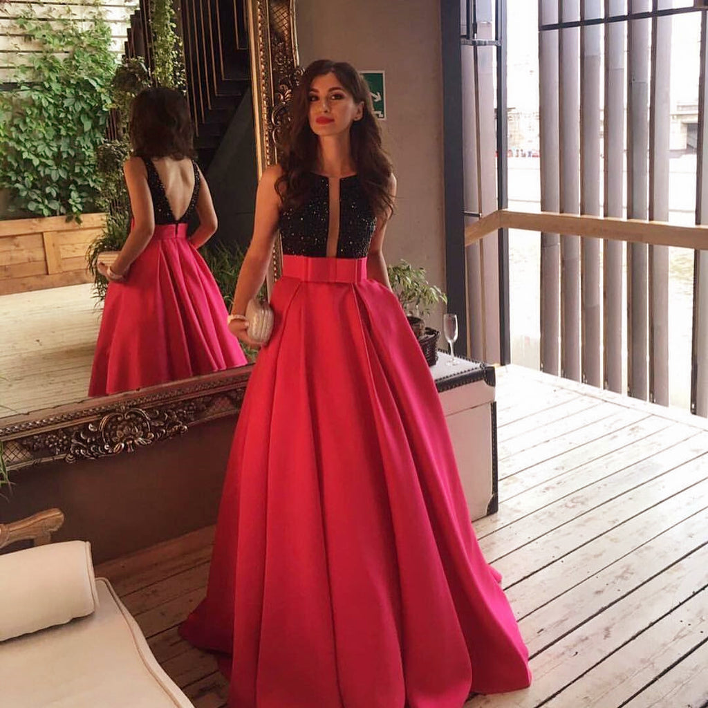 Long Floor Length Prom Dresses, Beading Prom Dresses, V-back Prom Dresses, Charming Prom Dresses, TYP0211