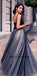 Long Floor Length Prom Dresses, V-neck Tulle Prom Dresses, Backless Prom Dresses, A-line Prom Dresses, TYP0213