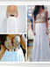 White Floor Length Prom Dresses, V-neck Prom Dresses, Beading Prom Dresses, V-back Prom Dresses, TYP0214