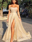 Sparkly Sweetheart One Shoulder Sleeveless A-line Long Cheap Sequin Formal Evening Prom Dresses, TYP2094