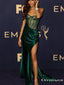 Elegant Newest Sweetheart Sleeveless Green Satin Side Slit Mermaid Long Cheap Prom Dresses, PDS0017