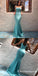 Charming Mermaid Spaghetti Straps Sleeveless Blue Long Prom Dresses, TYP1626