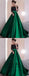 Black Lace Top Off-the-shoulder Half Sleeves Green Satin A-line Prom Dresses, TYP1449