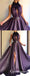 Purple Long A-line Split Cheap Prom Dresses With Flowers, TYP1750