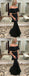 Two Piece Mermaid Off-the-Shoulder Black Prom Dresses with Ruffles, TYP1280