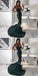 Mermaid Spaghetti Straps Long Cheap Dark Green Sequined Prom Dresses, TYP1273