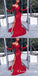 Mermaid Off the Shoulder Red Sequin Long Prom Dresses with Sleeves, TYP1635