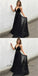 A-Line V-Neck Long Cheap Black Chiffon Prom Dresses with Beading, TYP1261