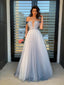 Elegant Off the Shoulder Pleated A Line Gradient Tulle Floor Length Cheap Evening Prom Dresses, PDS0061