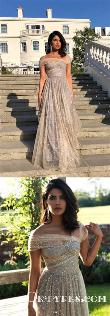 Unique Gold Sparkle Long Cheap Formal Evening Dress Prom Dresses, TYP1736