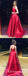 A-Line Round Neck Long Cheap Red Satin Prom Dresses, TYP1388