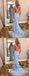 Spaghetti Strap Sky Blue Mermaid Prom Dresses Backless Pageant Formal Dresses, TYP1226