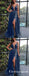 Blue Sequined Split Long Evening Gowns Spaghetti Straps Prom Dresses, TYP1675