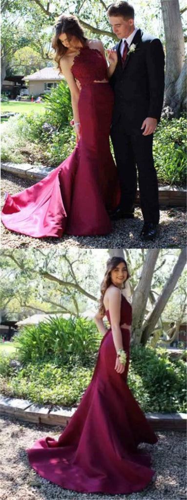 Red Long Floor Length Prom Dresses, Side Split Prom Dresses, Halter Prom Dresses, Open-back Prom Dresses, Beading Prom Dresses, TYP0252