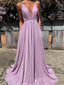 Simple Lilac Spaghetti Straps Cheap Long Evening Prom Dresses, Evening Party Prom Dresses, PDS0099