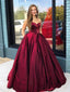 Dark Red Sweetheart A-line Long Evening Prom Dresses, Evening Party Prom Dresses, PDS0097