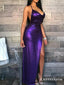 Halter Purple Long Split Evening Party Dress With Backless Prom Dresses, TYP1709