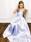 One Shoulder Light Purple Appliques Floral Long Prom Dresses, TYP1712