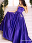 Gorgeous Strapless A-Line Purple Sleeveless Long Prom Dresses, TYP1927