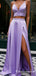 Charming Two Piece Bow knot Back Violet Long Cheap Prom Dresses, TYP1714