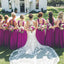 A-Line Cross Neck Long Cheap Purple Chiffon Bridesmaid Dresses, TYP1538