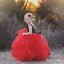 Lovely Black and Red Tulle Long Ball Gown Princess  Flower Girl Dresses, TYP1956