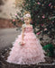 Pink Layers Tulle  2019 Lace Princess Long Ball Gown Flower Girls Dresses, TYP1953