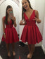 Short Cheap V Neck Simple Red Homecoming Dresses Under 100, CM462