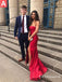 Simple Red Long Cheap Mermaid Strapless Prom Dresses Online, TYP1842