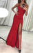 Sheath Scoop Sleeveless Red Lace Prom Dresses with Beading, TYP1340