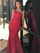 Charming Red One Shoulder Long Mermaid Prom Dresses with Split, TYP1595