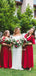 Mismatched Red Chiffon A-line Long Cheap Bridesmaid Dresses, BDS0102