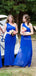 Charming One Shoulder Royal Blue Chiffon Side Slit Long Cheap Bridesmaid Dresses, BDS0044