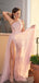 One Shoulder Sparkly Pink Sequin Sexy Side Slit A-line Long Cheap Formal Evening Prom Dresses, PDS0078