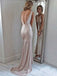 Mermaid Round Neck Long Cheap Backless Rose Gold Sequined Prom Dresses, TYP1263