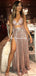 Charming Sexy Sequin Sparkly Simple Rose Gold Prom Dresses, TYP1121