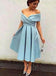 Off Shoulder Dusty Blue Short Cheap Homecoming Dresses 2018, CM543