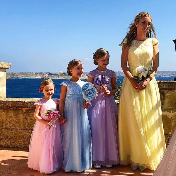 Long Tulle Pink Flower Girl Dresses Lace Bodice Lilac Cute Flower Girl Dresses, TYP1248