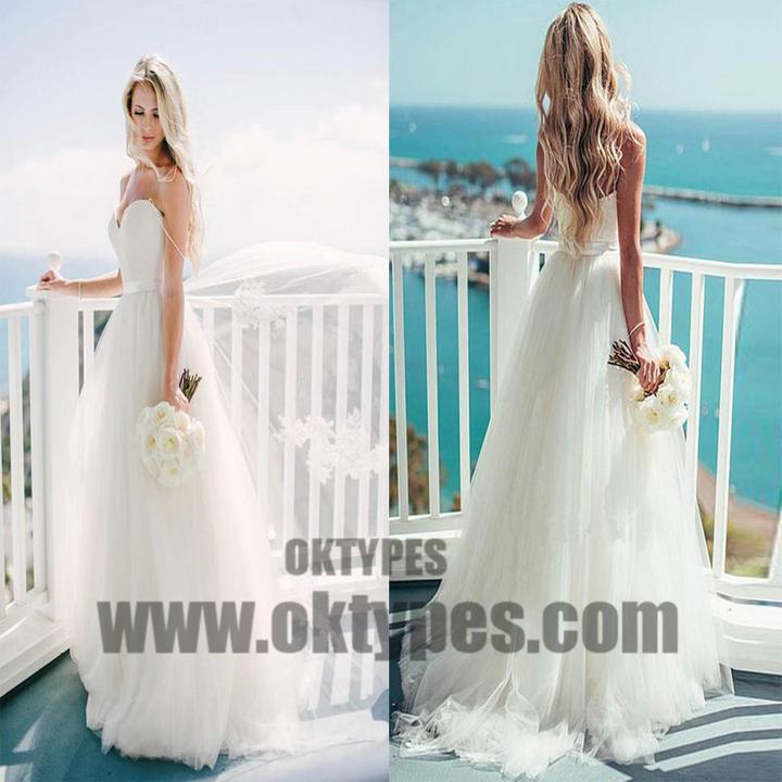 Simple Sweetheart Spaghetti Straps Cheap Custom Long Wedding Bridal Dresses, TYP0497