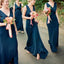 Simple Plus Size V Neck Cheap Teal Sheath Long Bridesmaid Dresses, TYP1236